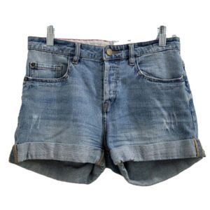 Roxy High Waisted Three Button Hidden Fly Denim Short Shorts